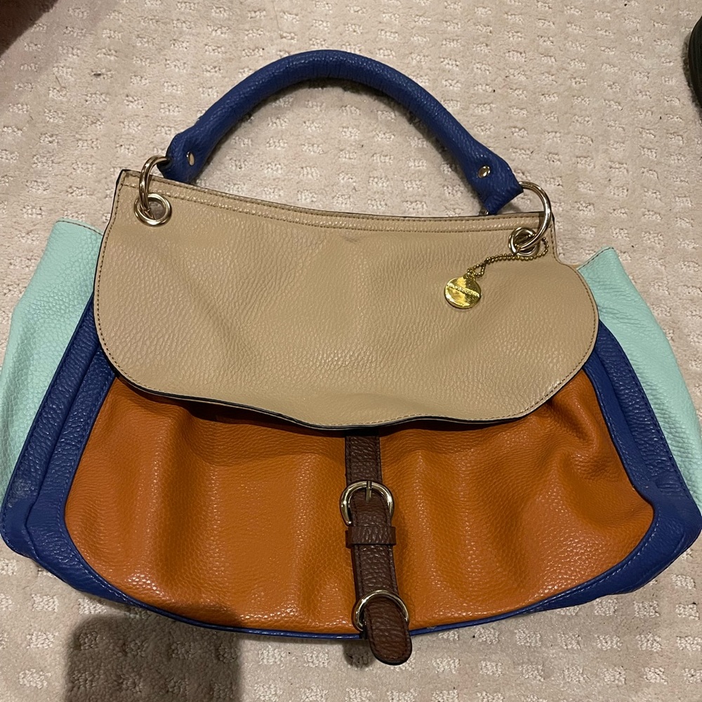 Color block, satchel purse.